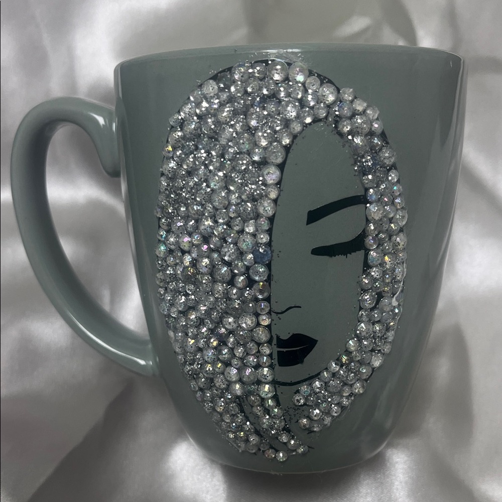 Bling Tea Cup with Rhinestone Face Design